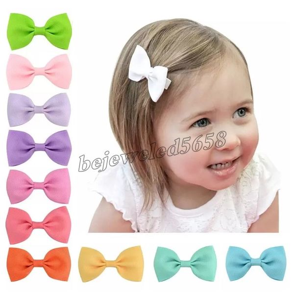 

2.75" plain ribbon bows with hair-clips for kids girls mini hair bows barrettes hairpins hairgrips hair accessory, Golden;silver