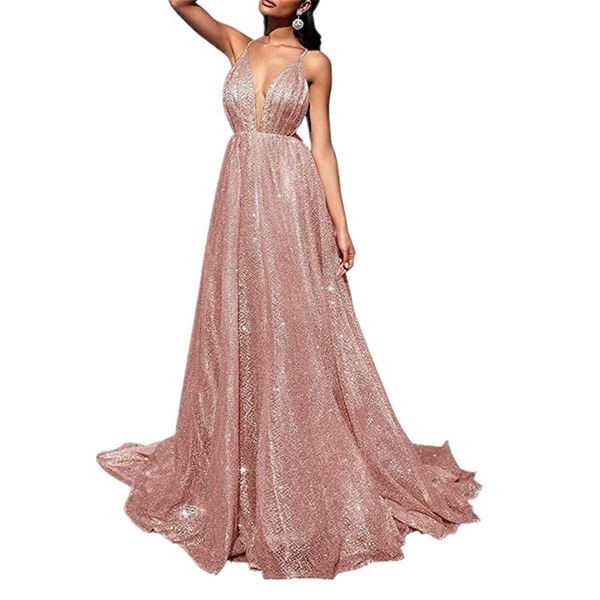 

2020 new v-neck suspender open back evening dress, White;black