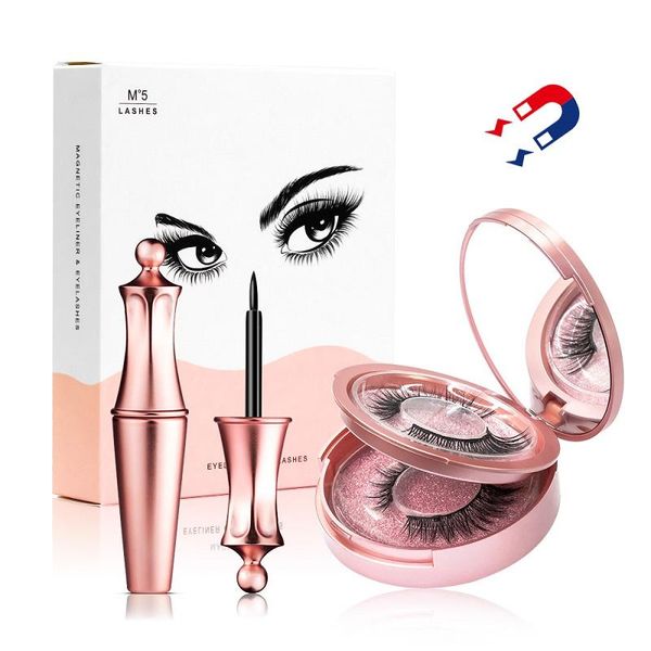 

false eyelashes 3d magnetic mink eyelash mesh liner and tweezers set can be reused