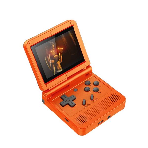 

portable game players powkiddy v90 flip retro console 3.0 inch ips screen 64bit open source linux system handheld player