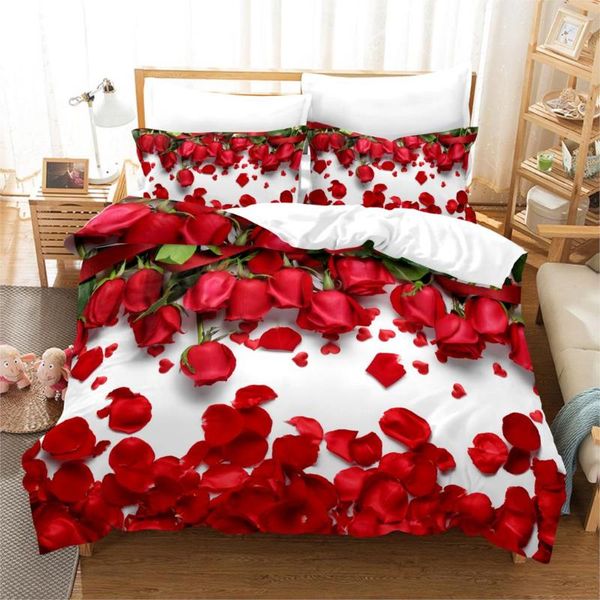 

bedding sets red rose duvet cover 3d folower set colorful luxury home textile for lover adults drop ship