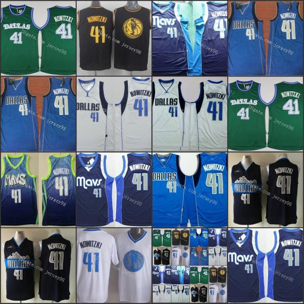 

dallas mavericks men 41 dirk nowitzki retro basketball jersey, Black