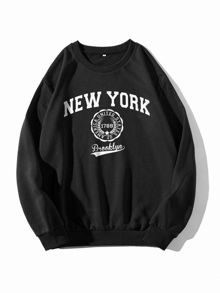 

letter graphic thermal lined sweatshirt b8qj#, White;black