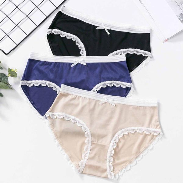

women's panties 4pcs womenÂ´s cotton solid lace edges menstrual soft breathable underwear women underpanties lingerie, Black;pink