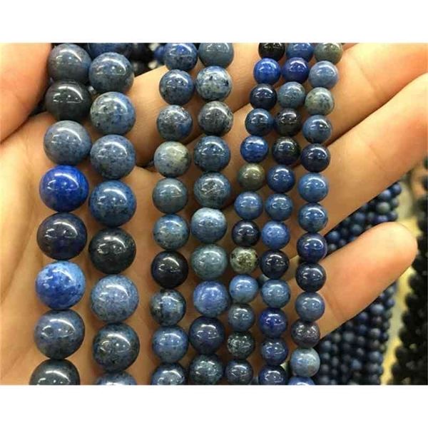 Cuentas de dumortierita azul natural, piedras preciosas semipreciosas jaspe r cuentas sueltas para la fabricación de joyas 4mm 6mm 8mm 10mm 12mm 1strand