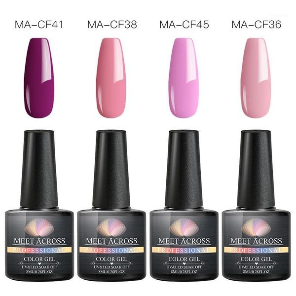 

across 8ml uv gel nail polish set 4/6pcs/set colorful lacquer soak off varnish base coat no wipe coat1
