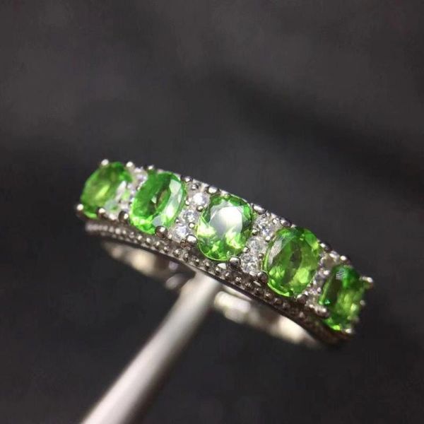 

cluster rings 100% natural tsavorite ring round cut silver jewelry 925 romantic gift for woman, Golden;silver