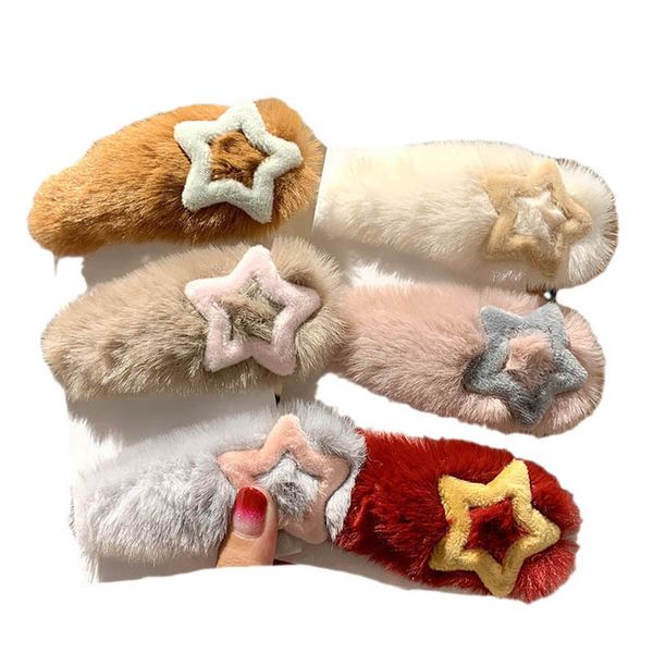 

fur girls hair accessories hairclips kids bb clip childrens barrettes clips jewelry autumn winter accessory b8491, Slivery;white