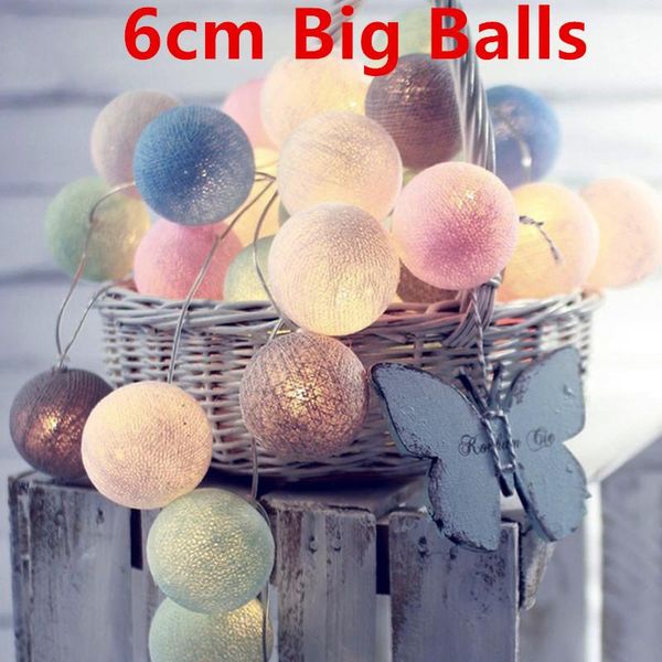 Corde 6CM Cotton Ball Fairy String Lights Ghirlande Decorazione natalizia per la casa Outdoor Navidad Tree Lamp Year Room