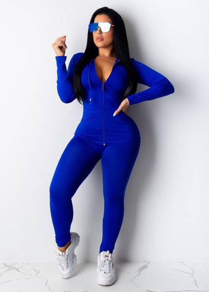 

women's two piece pants set women long sleeve hooded zipper pocket sporty jackets+leggings matching sets workout stretchy outfits, White