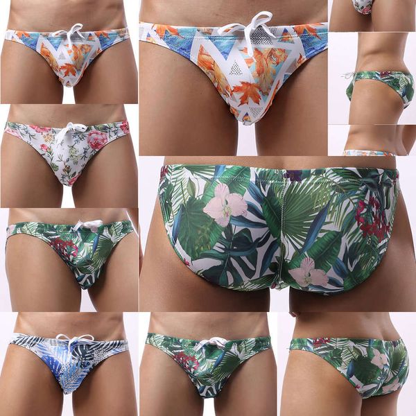 

trunks swimming 2021men's printed briefs low waist swimsuit summer men's quick dry beach wear
