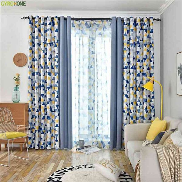 GYC2375 Moderno Grigio Caffè Giallo Blu Giunto Geometrico Finestra Decorativa Domestica 