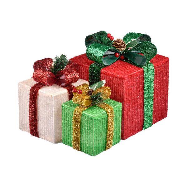 

christmas decorations 3pcs lighting gift boxes with bows indoor box home xmas gifts cristmas ornaments year astounding