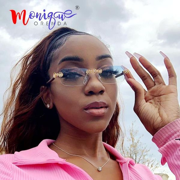 

sunglasses square frameless retro for men and women small size vintage sun glasses female uv400 eyeglasses, White;black