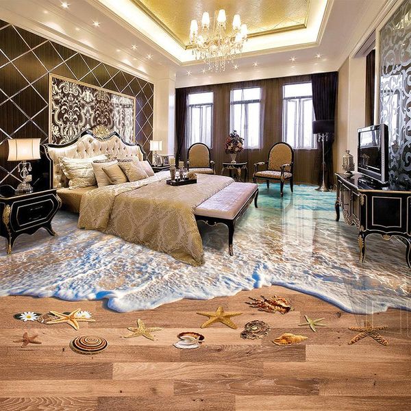 

custom modern simple beach wood board 3d floor tiles mural wallpaper pvc waterproof self-adhesive flooring wall papers wallpapers