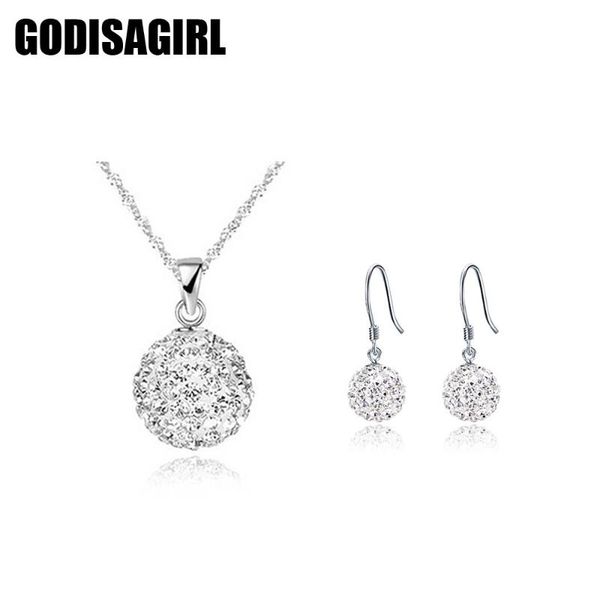 

earrings & necklace luxury full crystal for women jewelry set party pendant, Silver