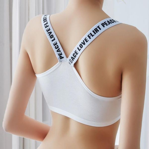 

gym clothing women breathable sports bra letter print strap shockproof padded athletic running fitness yoga, White;black