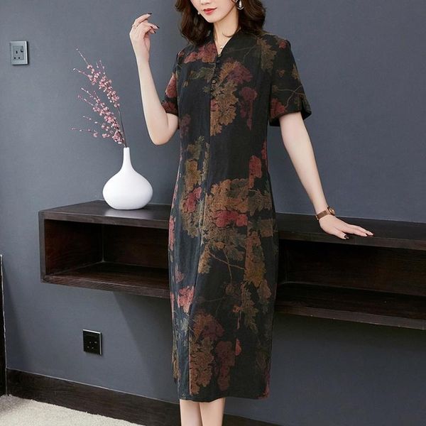 

casual dresses 2021 vintage floral mulberry silk midi spring summer 4xl plus size runway dress elegant women bodycon party vestidos, Black;gray