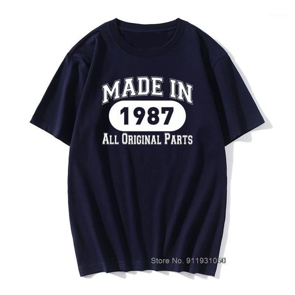 

men's t-shirts in 1987 mens cool retro graphic t-shirt gift for birthday anniversary 100% cotton round collar, White;black