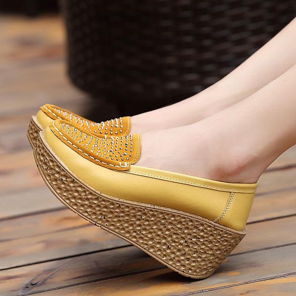 

dress shoes 2021 british style women wedges shoes,cowhide leather spring high heels,slip on pumps,pointed toe,female footware,blue,dropship, Black