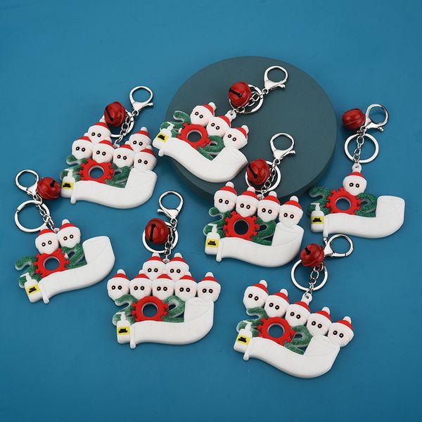 

2022 New Keyring Christmas Tree Decoration Keychains Santa Claus Hanging Ornament Toilet Key Ring Paper Accessories Family Party