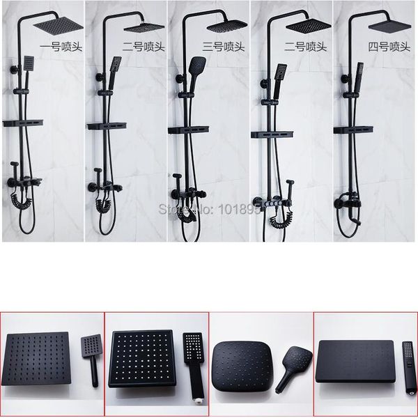 

cold & water brass material black color thermostatic shower set bathroom sets