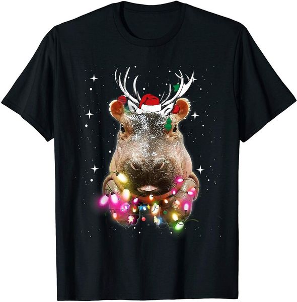

christmas lights hippo fiona t-shirt size s-5xl, White;black