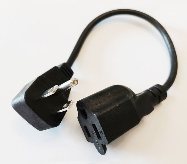 US 3Pin plugue liso cabo adaptador de energia, NEMA 5-15P masculino a 5-15R cabo de extensão feminina / 5pcs