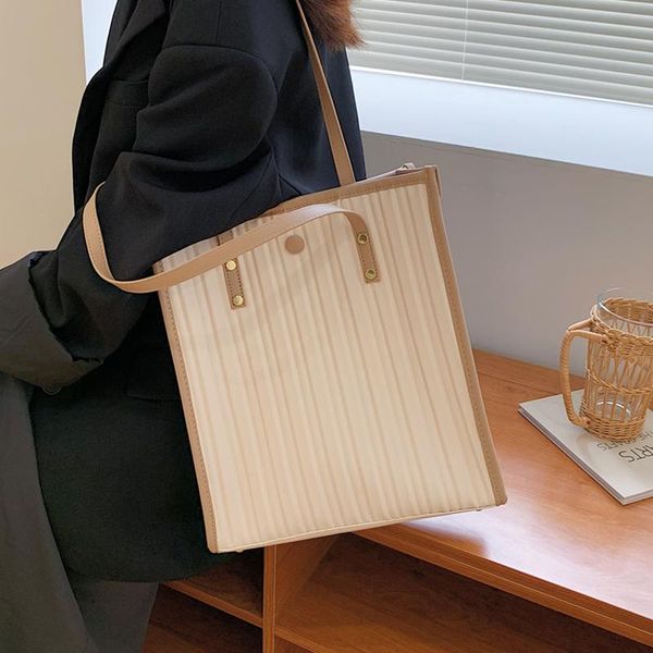 

evening bags folded shoulder for women 2021 design big pu leather tote bag personality stitching set hit sale female handbag sac