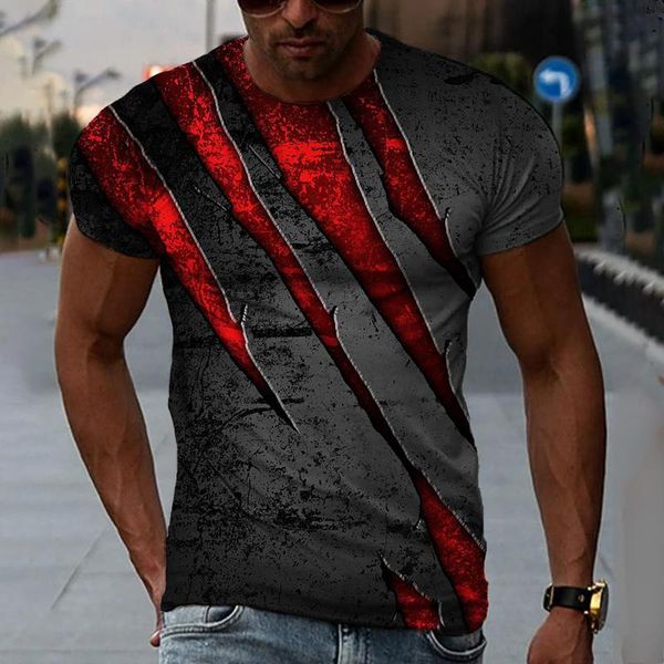 

men's t-shirts 3d creative printed tee shirt trend fashion casual print short sleeve round neck t-shirt cool domineering streetwear, White;black