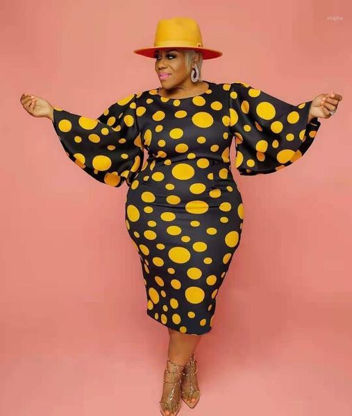 

net red ins flared sleeve polka dot print large buttock dress two piece, White