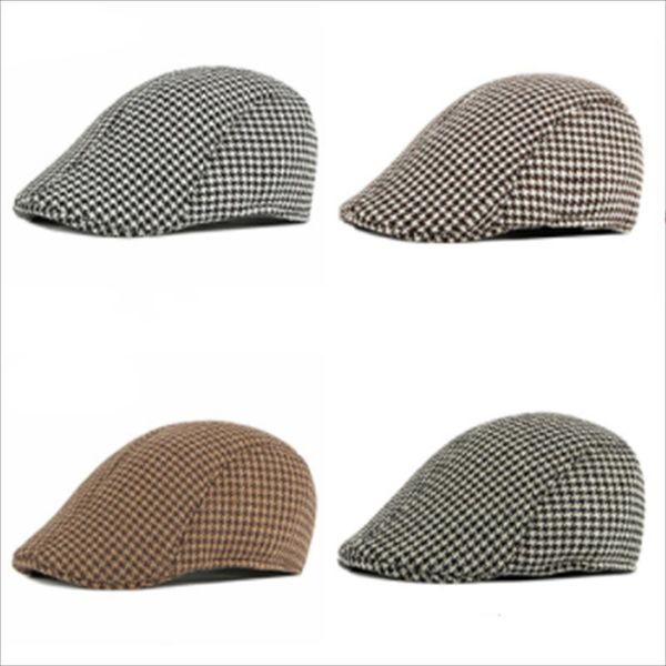 

berets fashion men hat herringbone sboy baker boy tweed flat cap black grey coffee dark khaki color man hats beret, Blue;gray
