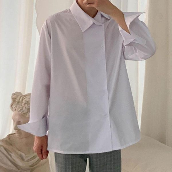 

men's casual shirts nova moda masculina do vintage streetwear hip hop vestido de festa camisas manga longa gola torta listra solta cami, White;black