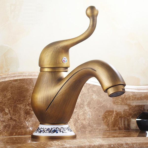 

bathroom sink faucets copper teapot type basin faucet mixer vintage, retro high and cold, antique brass kitchen