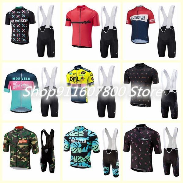 

morvelo team cycling short sleeves jersey bib shorts sets racing bike mtb clothes wear ropa ciclismo sportswear s21030221, Black;blue