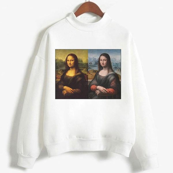 

women's hoodies & sweatshirts vogue sweatshirt women the original oil painting of mona lisa was mimicked by people clothes korean long, Black