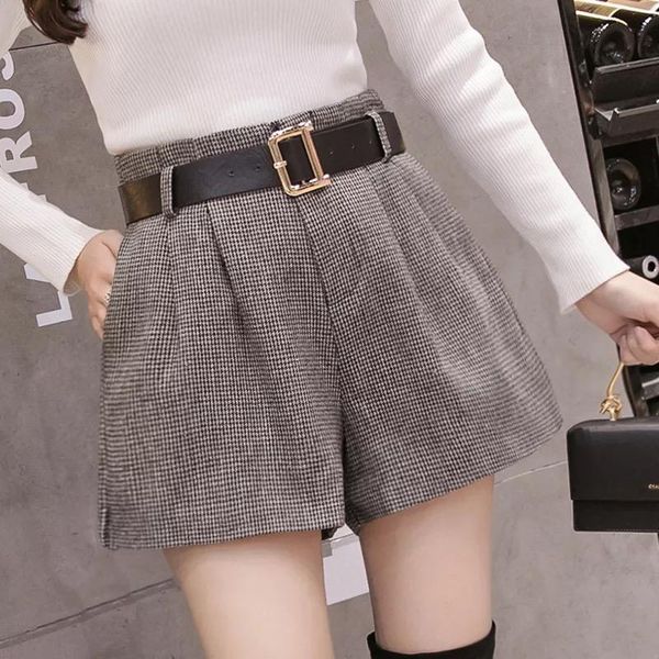 

women's shorts arrival fashion korean flash loose wild comfortable autumn winter thick warm female vintage elegant cute plaid, White;black