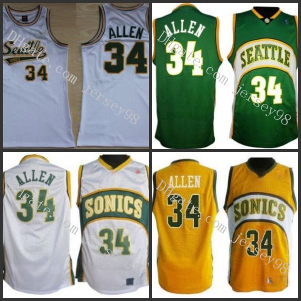 

seattle supersonics men #34 ray allen men basketball jersey, Black