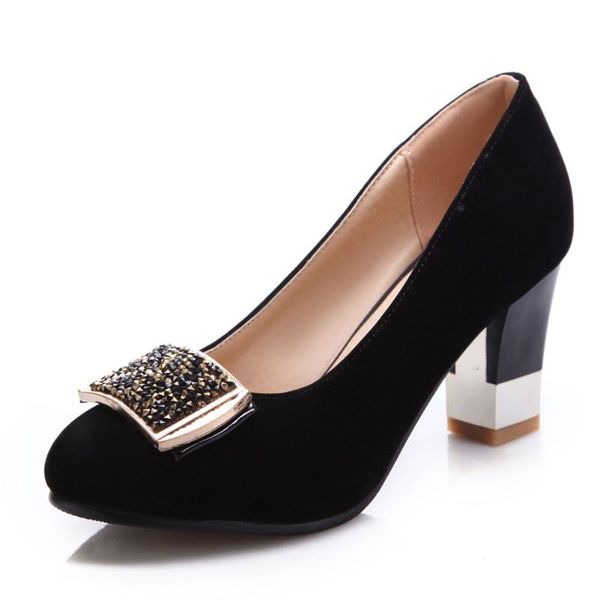 

dress shoes lapolaka big size 43 block high heels round toe elegant office ladies classic design vintage pumps woman, Black