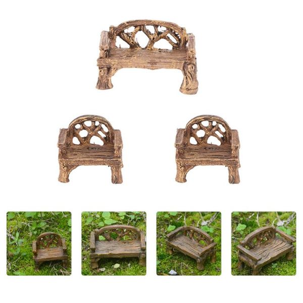 

carpets 3pcs mini garden furniture micro landscape decor miniature chair bench