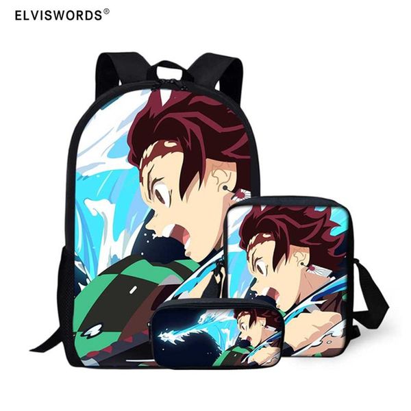 

school bags elviswords brand custom set cartoon character printing student backpack children shoulder boys girls schoolbag