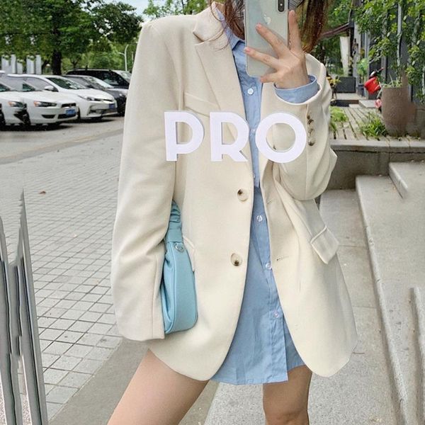 

women's suits & blazers spring autumn casual office lady khaki women korean retro two buttons loose outerwear elegant fashion chic jack, White;black