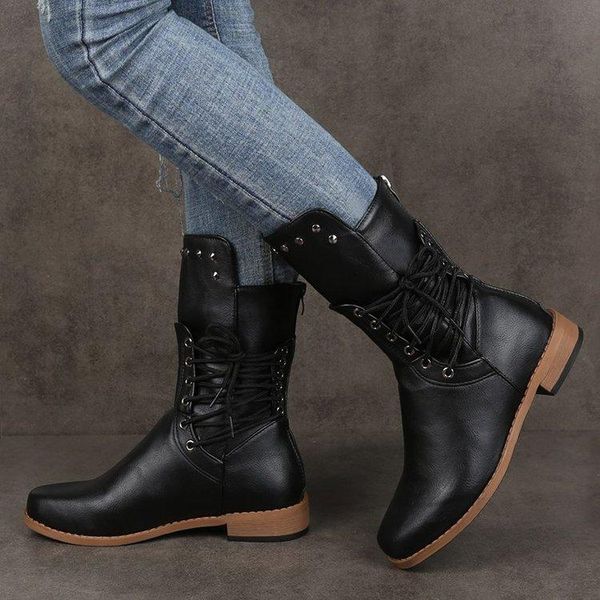 

boots ladies fashion chunky shoes platform height increase casual, Black