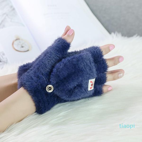 

5-finger gloves, women' warm touch screen in winterfell, lovely hair gel, Blue;gray