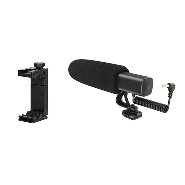 

microphones camera microphone professional pography interview with mobile phone clip holder shoe adapter mount
