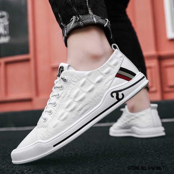 2021 Primavera Moda Nuovi Uomini di Coccodrillo Modello In Pelle Appartamenti Scarpe Casual Zapatillas Hombre Maschile di Alta Cime Waliking Sneakers