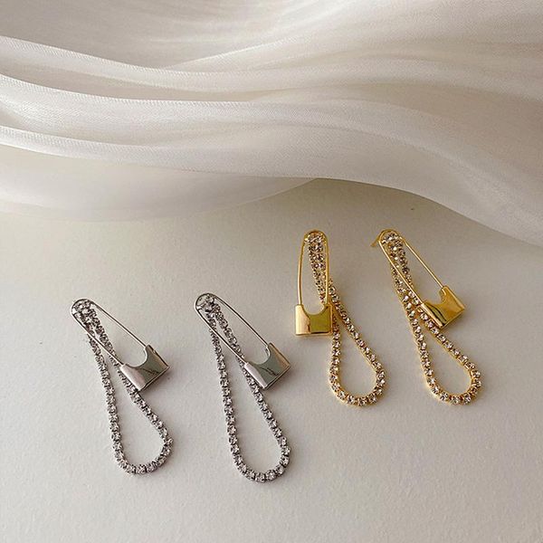 

dangle & chandelier women's party jewelry s925 post crystal chain gold silver pin statement earrings ladies night club blingbling earri