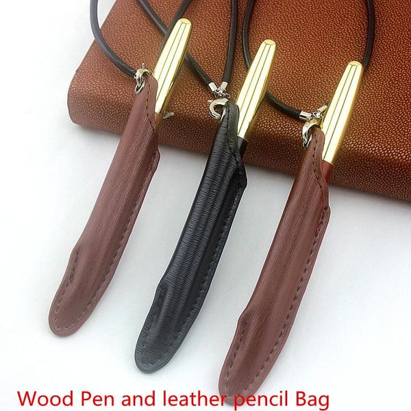 

wood fountain pen 0.5mm nib ink pens for writing business office school supplies luxury leather pencil bag