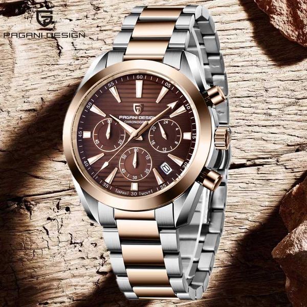 

wristwatches 2021 pagani design men mechanical wristwatch sapphire glass quartz watches 100m waterproof stainless steel watch for, Slivery;brown