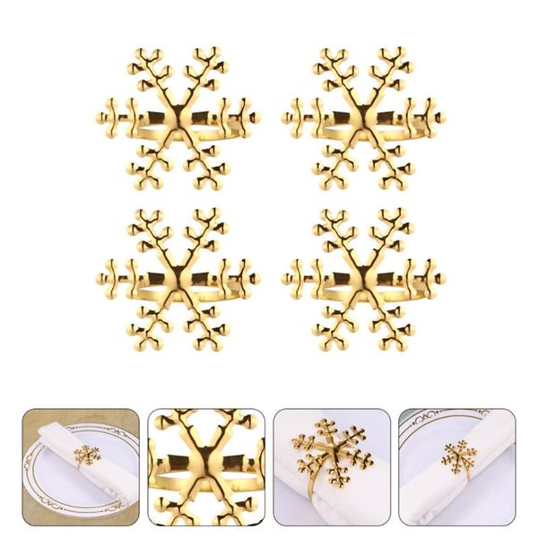 

4pcs christmas snowflake napkin holders buckles for decor (golden) rings